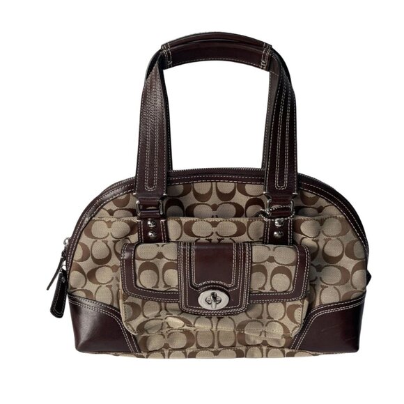 Coach Brown/Tan Canvas Hampton Satchel in Chocolate Signature No. G0998-F13977 - Picture 1 of 5
